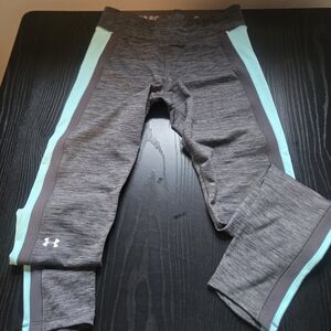 Under Armour Gray Capri Leggings with Aqua Side Panels